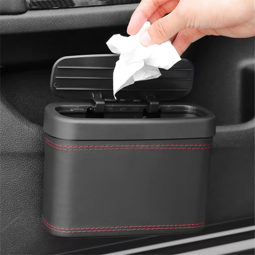 Car Trash Bin - Hanging Vehicle Garbage Dustbin, Square Pressing Type, Auto Storage Box, Plastic 2