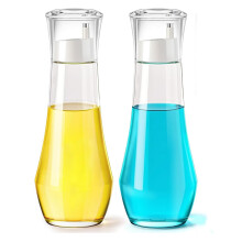 Mouth Wash Dispensers,8.8ozglass Mouthwash Dispenser,Small Clear Container for Kitchen and Bathroom 2pcs