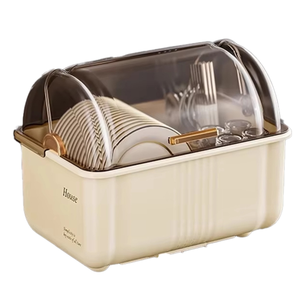 Saudism Large Chopsticks Storage Box With Lid - Kitchen Countertop Organizer For Dishes And Utensils, Drain Cupboard Feature