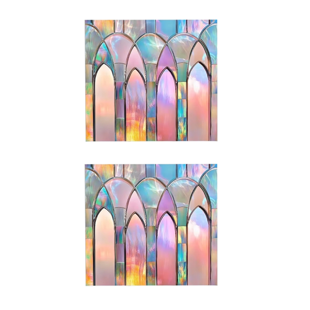 Retro Colorful Window Stickers PVC Electrostatic Vintage Church Glass Decal Wall Sticker Art Mural Wallpaper for Home-image-OPC-PJSH8ZJ-NEW