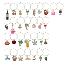 30PCS Wine Glass Charms Drink Identifiers for Stem Glasses Markers Tags Beach Themed Party Supplies