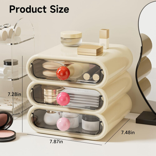 Three-Layer Drawer Storage Box Compact Dressing Table Drawer-Style Cosmetic Can Store Cosmetics Shelf Black 2