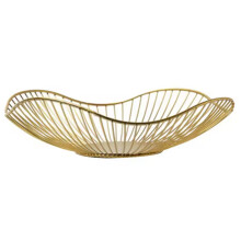 Iron Fruit Basket Container Bowl Home Drain Display Table Bread Snacks Tray Storage High Gold