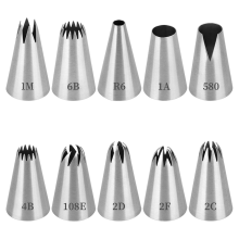 10 PCS Professional Piping Nozzles, Reusable Nozzles for Bags Set Stainless Steel