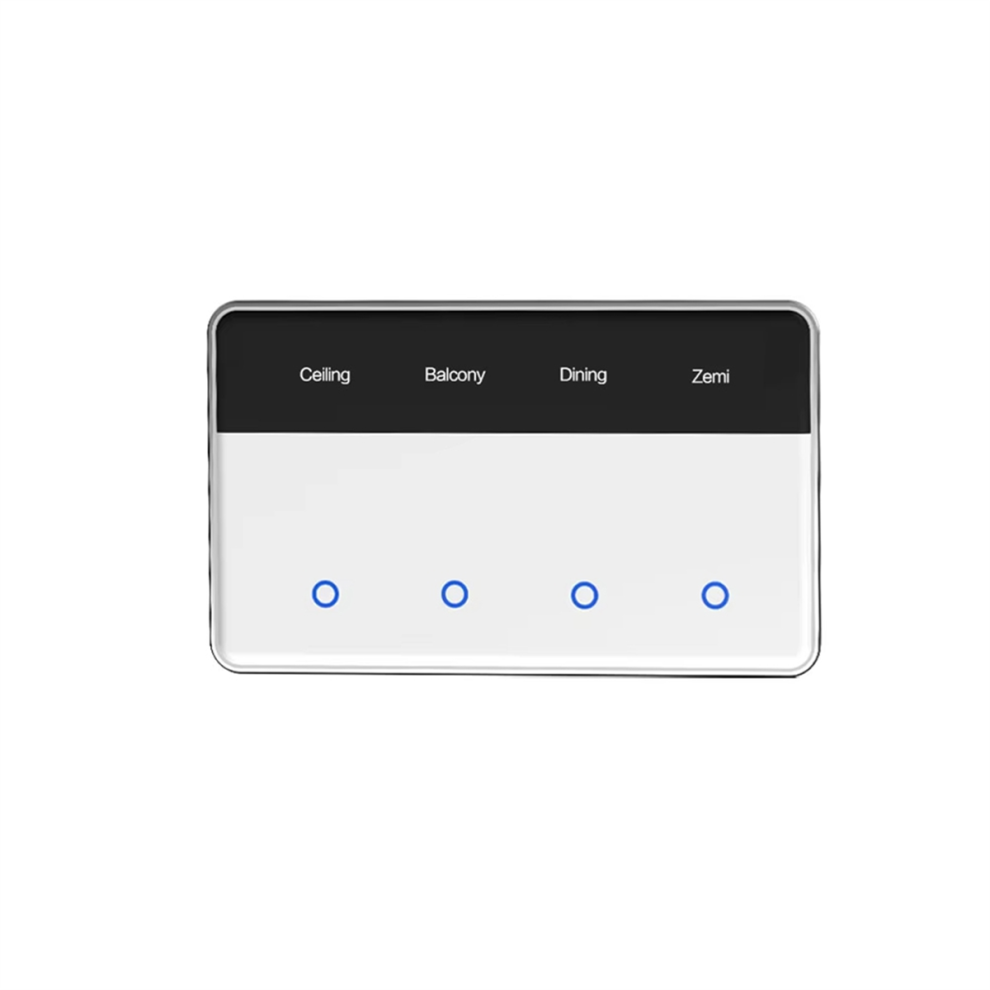Photos - Other Electrical Equipment Zigbee DIY Name Switch Horizontal Display Touch Screen US Light Works with Tuya for Home 4 Gang