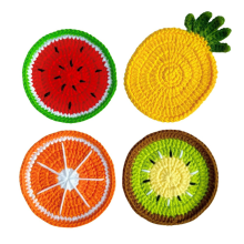 4pcs Cute Crochet Fruit Coaster for Women, Funny Coffee Table Decor and Housewarming