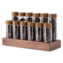Wooden Holder 12 Testing Tubes Single Dose Coffee Bean Glass Container Stand Beans Storage
