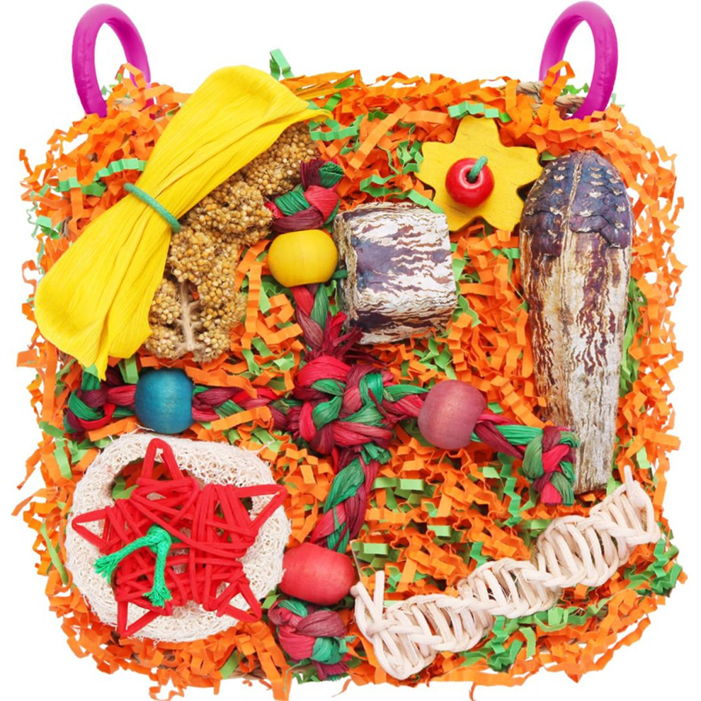 Saudism Bird Toys For Small & Medium Parrots - Foraging Shredding Cage Hanging Toys,Loofah Slices Budgies, Cockatiels