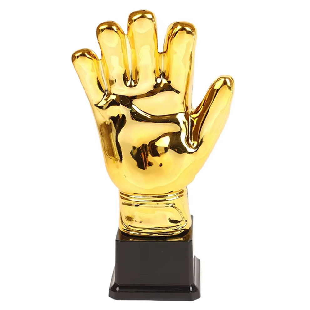 Saudism Football Trophy Goalkeeper Gloves Shape Large Cup For Match Sports Spelling Bee Competitions Gold