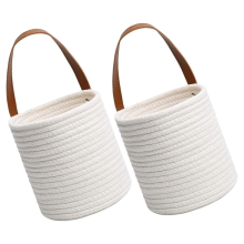 2pcs Wall Mounted Baskets Wicker Storage Cotton Fabric Hanging for Flower Home Decor