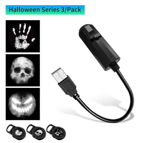 Halloween USB Projector Light Skull NightLight Ghost LED Lamp 360 Rotating Switchable Pattern Atmosphere Mood B 2