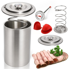DeliMeat , Stainless Steel Ham PressMold with Thermometers & Silicone Kitchen Mittens