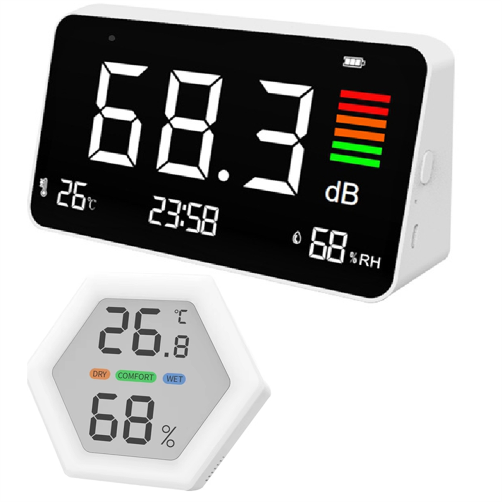 Digital Sound Level Meter With Large Lcd Screen Desktop Decibel 30-130Dba Noise Monitoring Tester 4851537594311