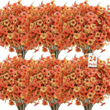 24PC Bundles Artificial Fall Flowers for Outdoors Decoration, Eucalyptus Lavender Faux Autumn Fake Plants