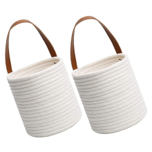 2pack Wall Mounted Baskets Wicker Storage Cotton Fabric Hanging for Flower Home Decor
