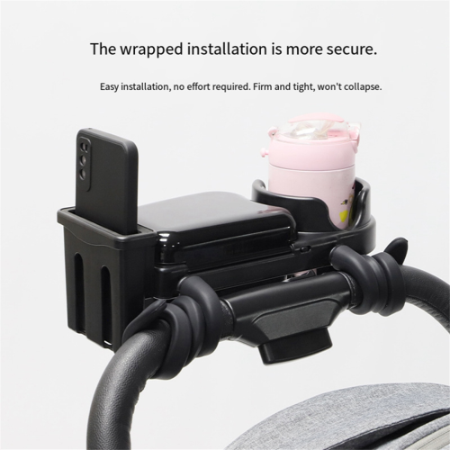 Universal Stroller Snack Tray Attachment with Dust Cover Sturdy Cup Holder Clamp 2