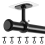 6 Pack No Drill Ceiling Mount Rod Brackets, Heavy Duty Self Adhesive Holders, Adjustable Hooks Hanging Black 3