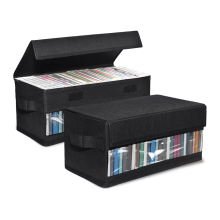 2pack CD Storage Boxes,CD Case Storage, Container Holds 32 CDs in Full Jewel Cases, 60 Slim Cases