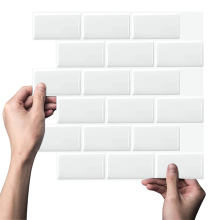 10 Sheets White PET Subway Tile Peel and Stick Backsplash,12''HeatResistant on Tiles for Kitchen,Waterproof