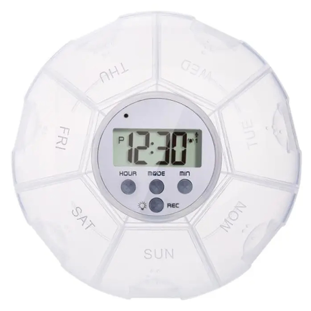 Saudism Automatic Medication Dispenser Pill Reminder Organizer With Timer Recording Function 7 Compartments Box