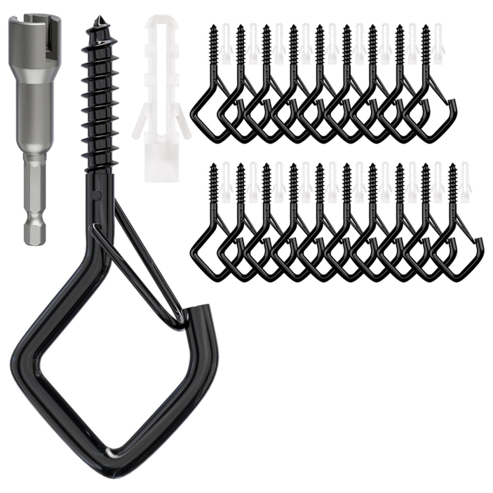 Screw Hooks With Safety Buckle, Heavy Duty Ceiling For Hanging Outdoor String Lights, Plants, Wind Chimes 4851537514579