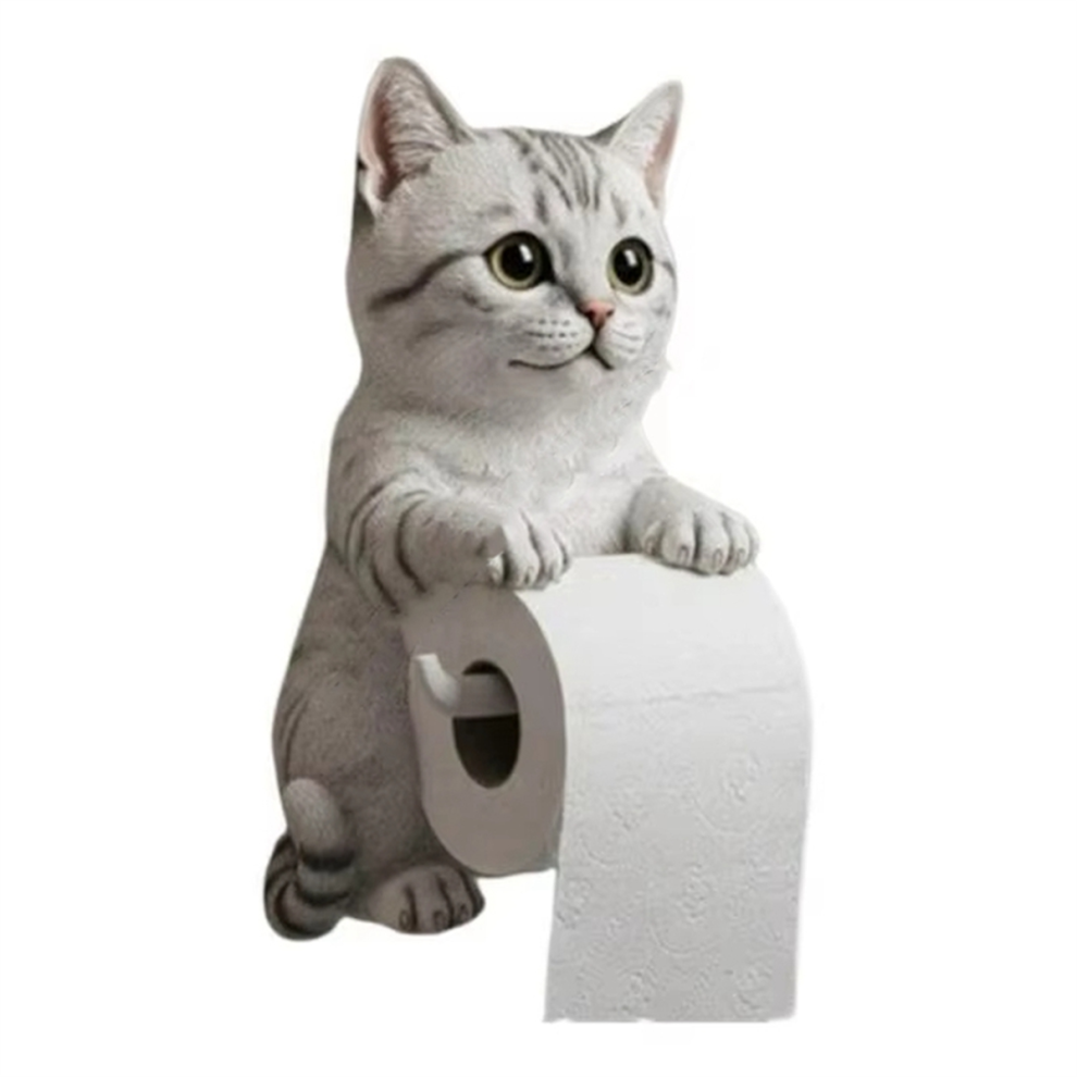 Adorable Cats Shapeds Wall Mounted Toilet Holder Organizers for Bathroom Space Saving Resin Design Easy Installation C-image-OPC-PJSHNSG-NEW