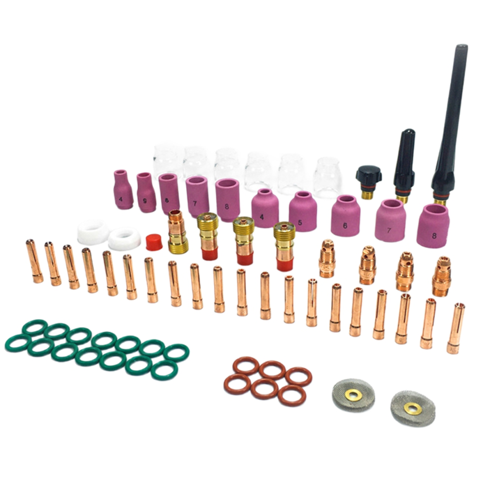 71Pcs Tig Welding Torch Accessories Kit Alumina Nozzle Collets Body Stubby Lens 12 Glass Cup Consumables 4851537521133