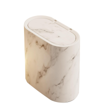 Nordic Marble Texture Trash Can Push Type Wastebasket Narrow Toilet Bin Odor Proof Bathroom Parts White