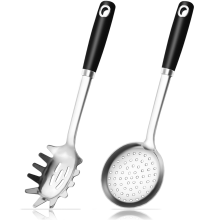 18/0 Stainless Steel Spaghetti Spoon & Slotted for Cooking, Heavy Duty Frying Pasta Strainer Skimmer