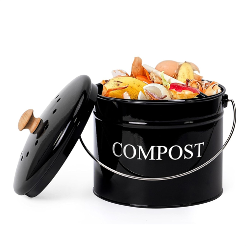 Kitchen Compost Bin for Countertop, 1Gallon Bucket with Lid, Black 1