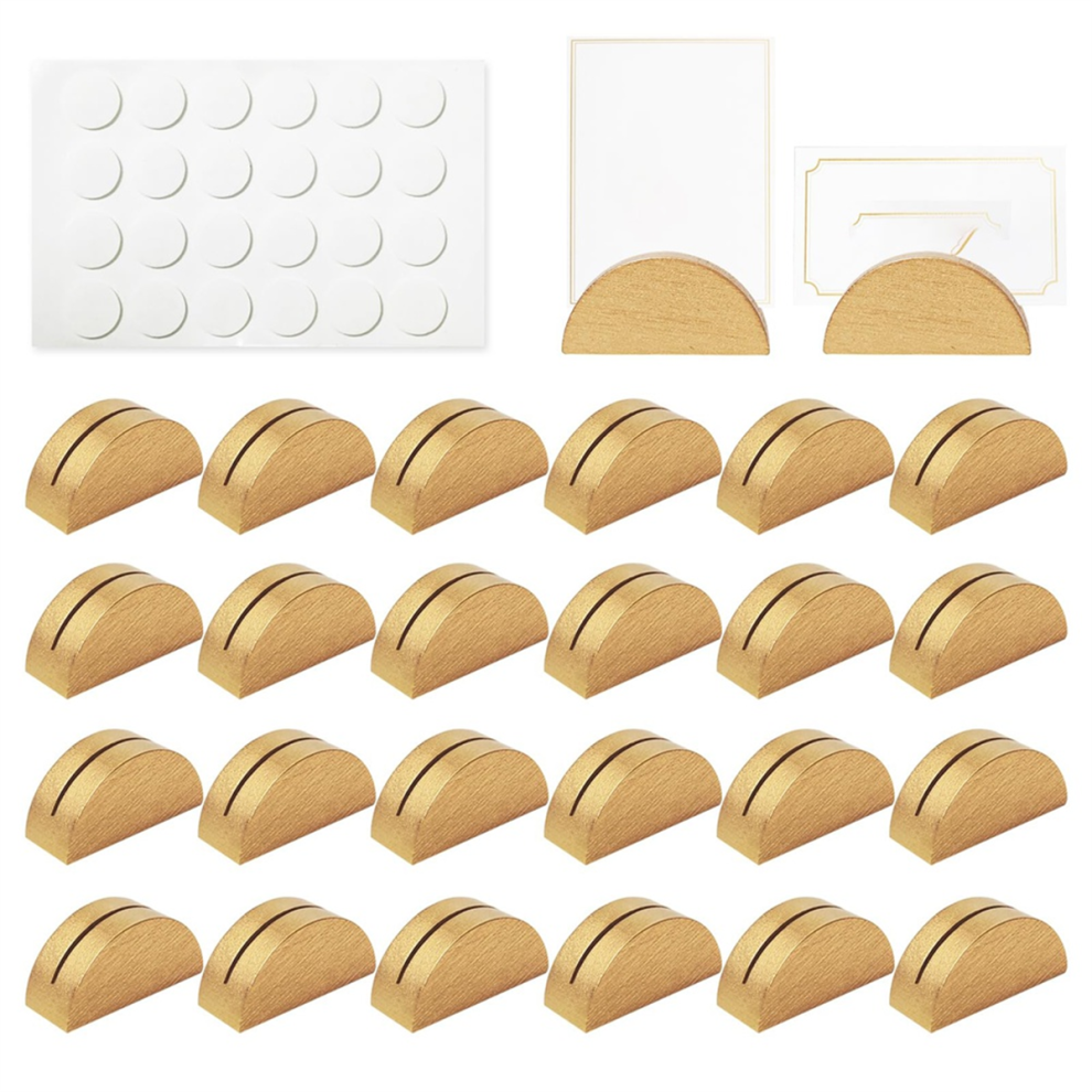 24 Pieces Wooden Place Card Holders, Semicircular Table Number Stands For Wedding Party Restaurant Decoration Gold 4851537520549