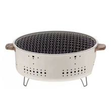 Portable Round Barbecue Grill Stainless Steel Charcoal Oven with Removable Grates Outdoor Camping BBQ