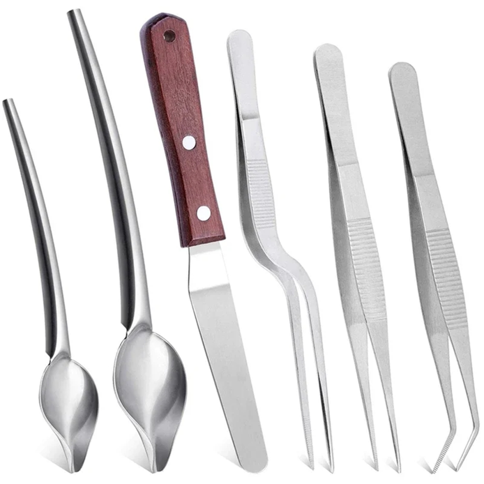 Saudism 6Pcs Stainless Steel Kitchen Tongs Chef Cooking Tweezers Drawing Spoons Spatula For Food Styling Culinary