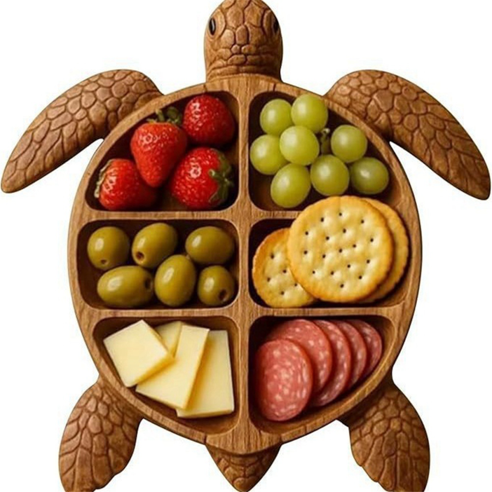 Turtle Charcuterie Platter - Wooden Shaped Fruit Animal Patterned Parties Functional Display Kitchen Decor-image-OPC-PJSHQXD-NEW