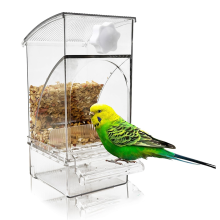 No Mess Bird Feeder Automatic Transparent Parrot Food Container Cage Accessories for Parakeet Budgies Canary