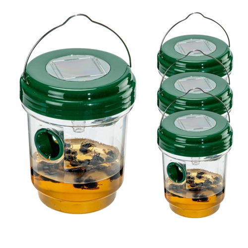 4 Pack Wasp Traps Outdoor Hanging Solar Powered Carpenter Bee for Outside