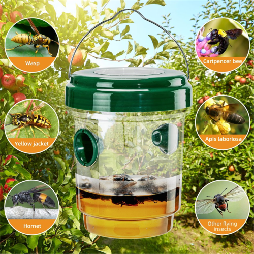 4 Pack Wasp Traps Outdoor Hanging Solar Powered Carpenter Bee for Outside 2
