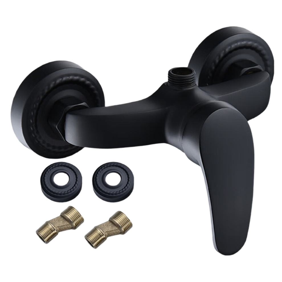 Simplicity Black Finish Brass Shower Faucet Mixer Valve Wall Mounted Triple Bathtub Hot And Cold Water Tap 4851537522666