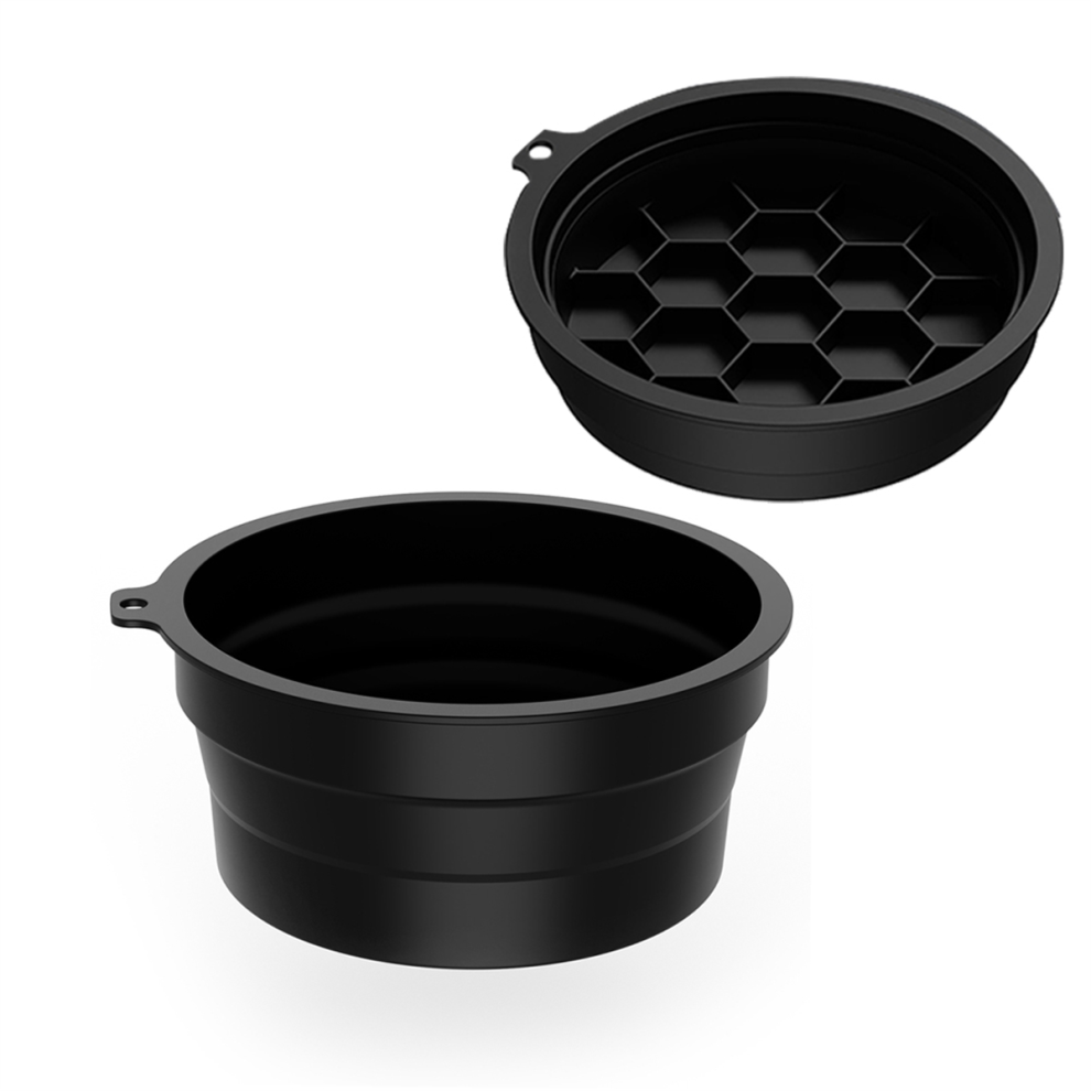 Saudism Face Bowl For Ice With Built-In Tray, Silicone Bath Cold Plunge Therapy Black