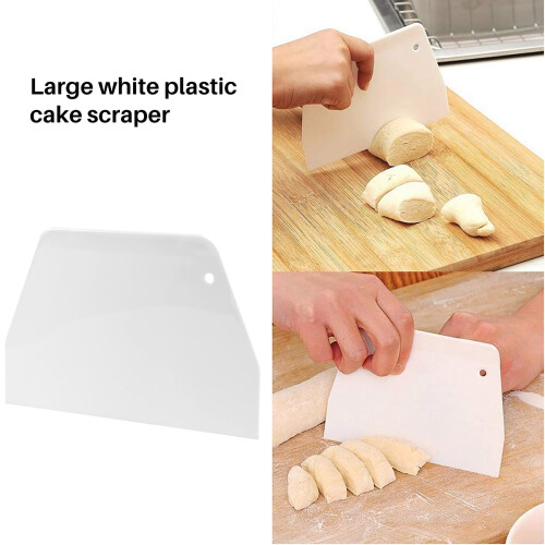 19 cm x 12.5cm Flat White Plastic Cake Decorator Dough Pastry Scraper Tool 2