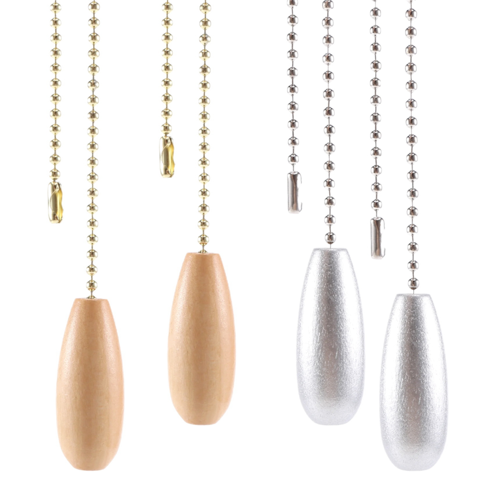 4 Pieces Ceiling Fan Chain Pulls Wooden Pull Extension For Lamp ( And Wood Color) Light/Silver 4852888874480