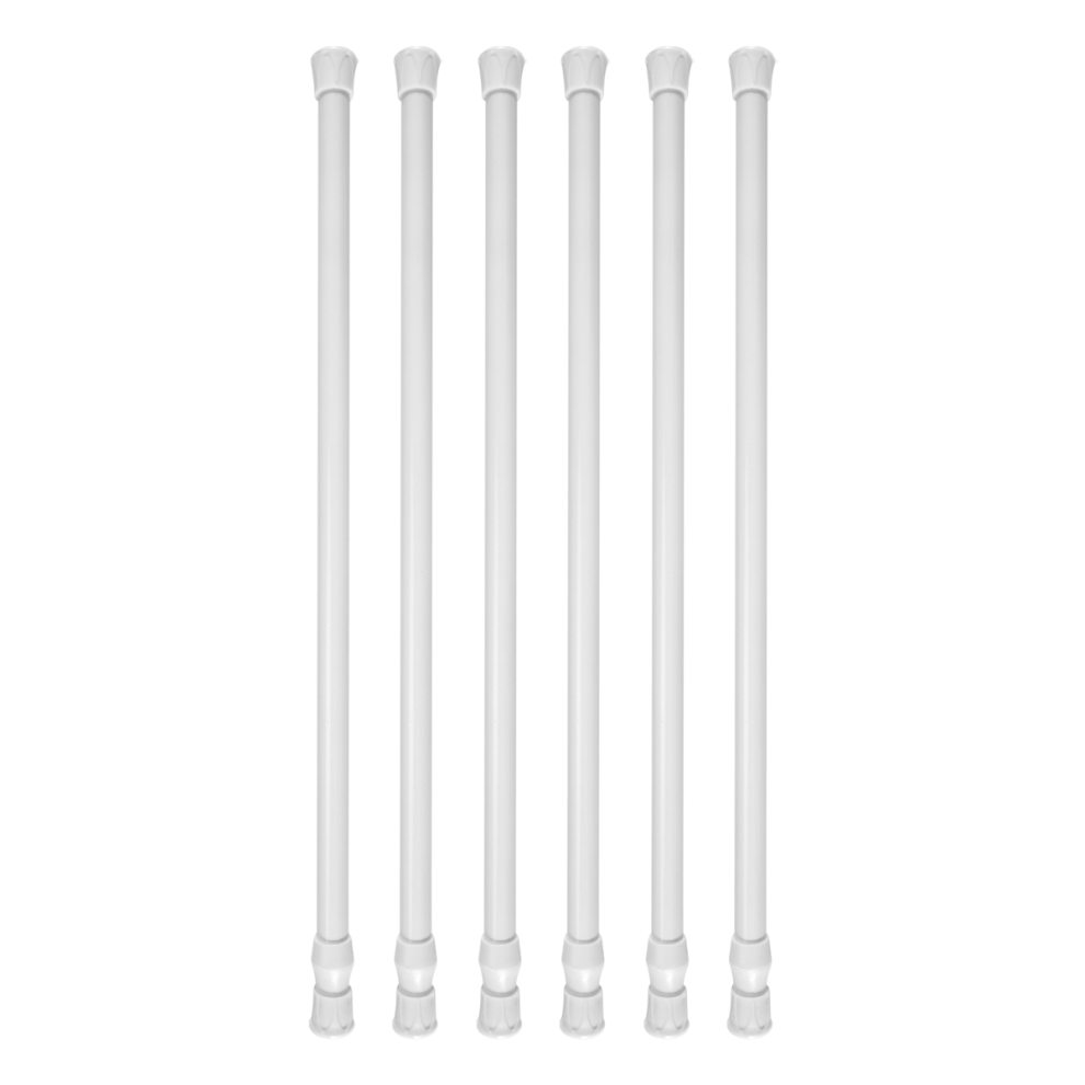 Saudism 6 Pack Tension Rods, Adjustable Spring Cupboard Bars Rod Curtain Rods White