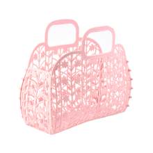 Bathroom Hollow Washing Storage Basket Removable Shower Plastic Bath Shopping Family Organization Pink