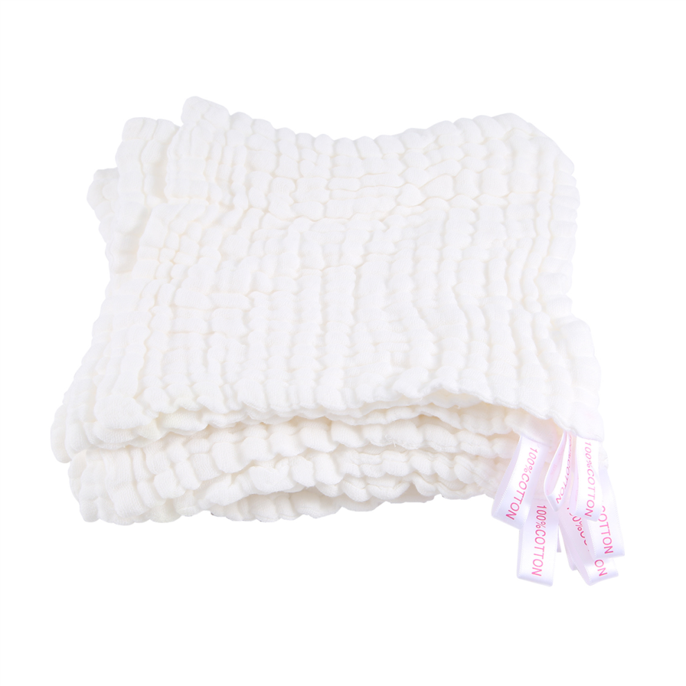 Saudism Baby Muslin Bath Towels, 10 Pack Of Reusable Soft Absorbent Cotton Face Towel, For Baby's Delicate Skin White