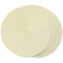 Round Braided Placemats Set of 6 Table Mats for Dining Tables Woven Washable Non-Slip Place 15 Inch(Beige)
