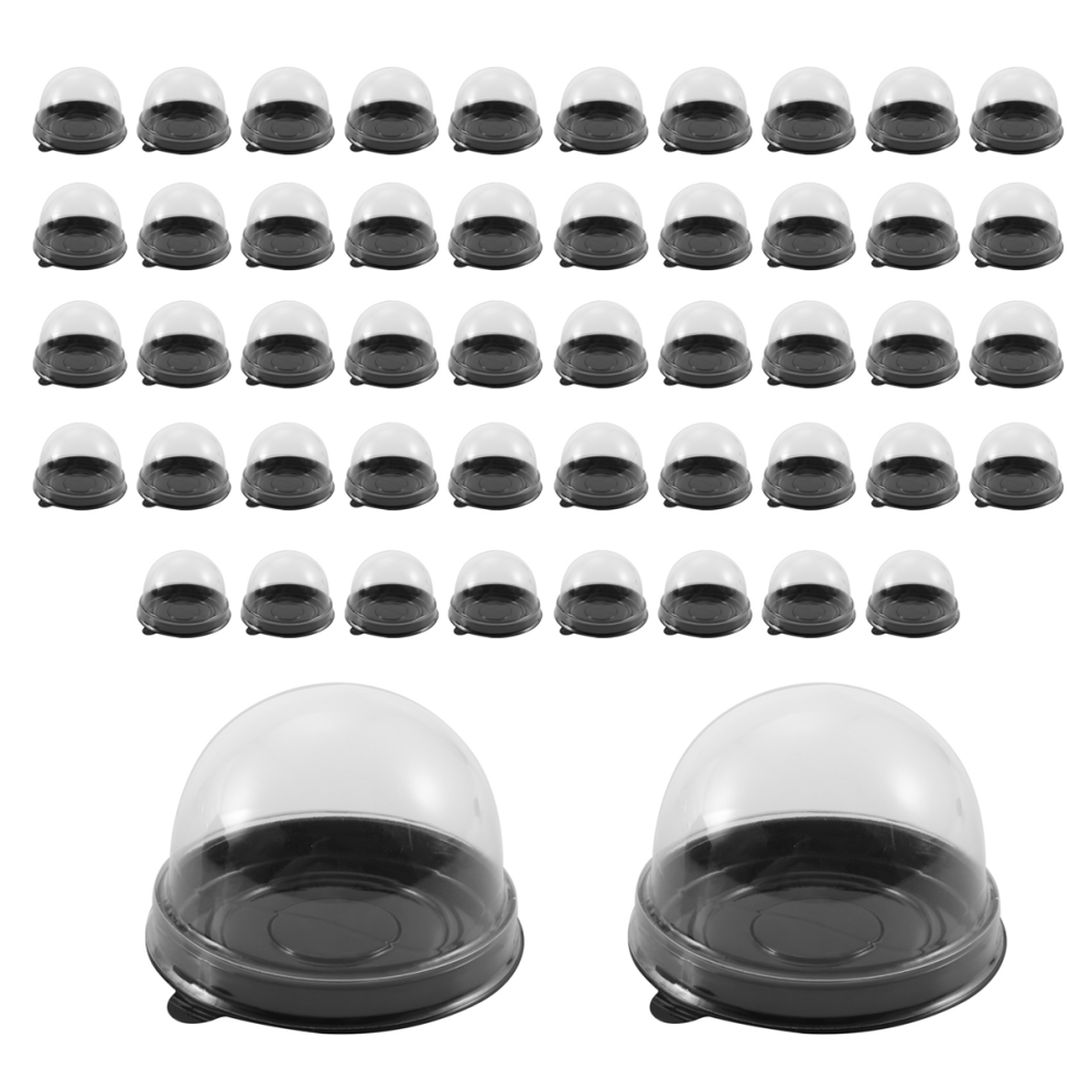 50 Pack Mini Cupcake Containers Clear Plastic Cake Box With Dome Lids For Muffin Mooncake Dessert Cheese Pastry Saudism