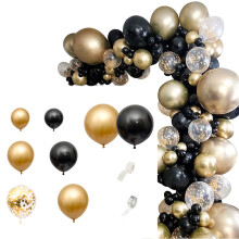 121Pcs Gold Black Balloons Arch Garland Kit Sequins for Wedding Graduation Birthday Christmas Party Decor