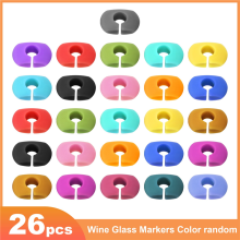 26Pcs Wine Glass Charms Tags, Plastic Drink Markers for Bar Party Martinis Cocktail