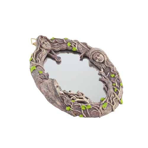 Triple Moon Goddess Wall Mirror Wall-Mounted with Five-Pointed Retro Hanging 2