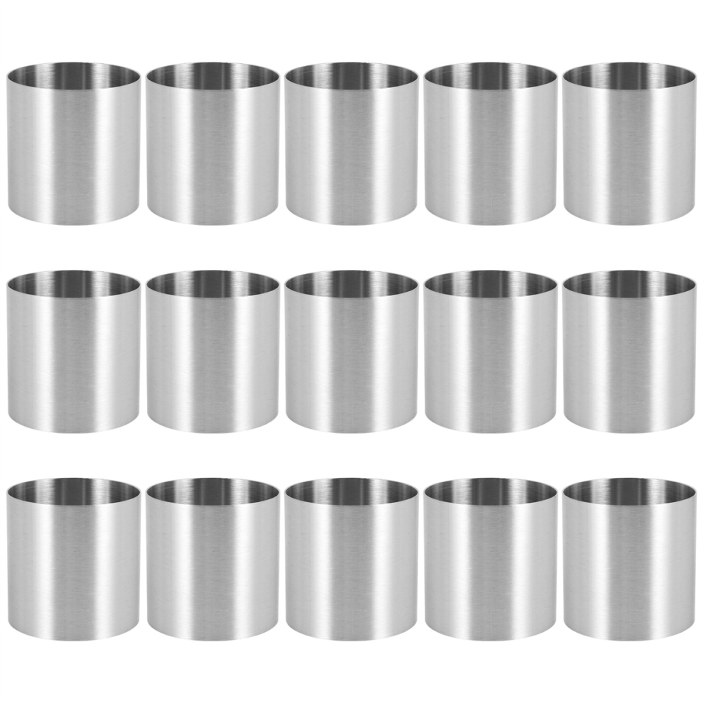 15 Pieces Stainless Steel Mousse Rings Round Biscuit Cutter Cake Mold Kitchen Baking Pastry Tool For Tart,Fondant,Etc Saudism